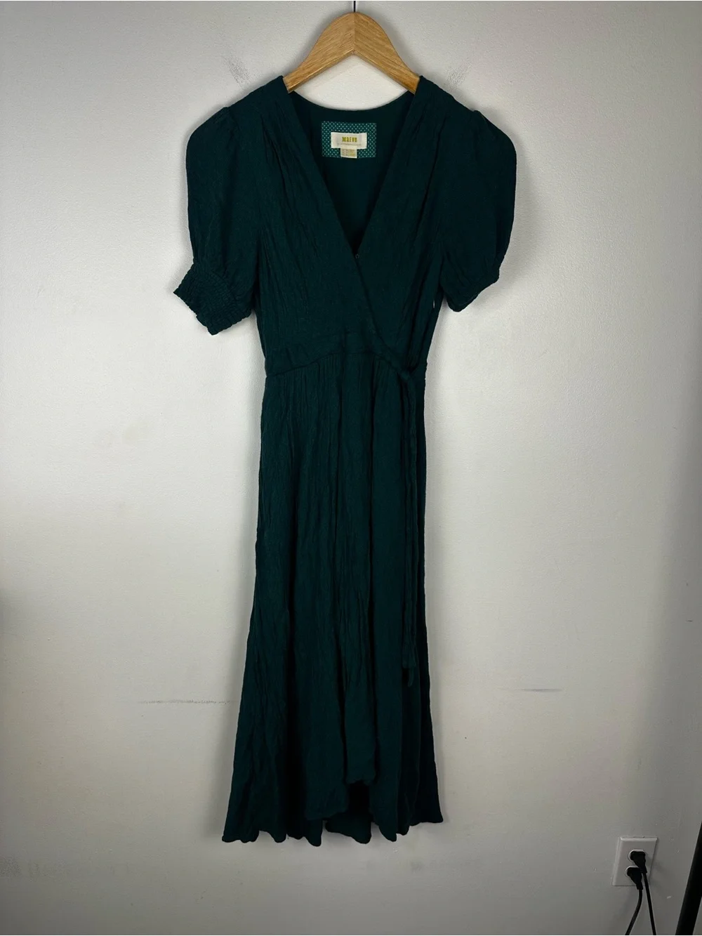 Anthropologie Maeve Green Textured Breanna Wrap Dress Women’s Sz 0